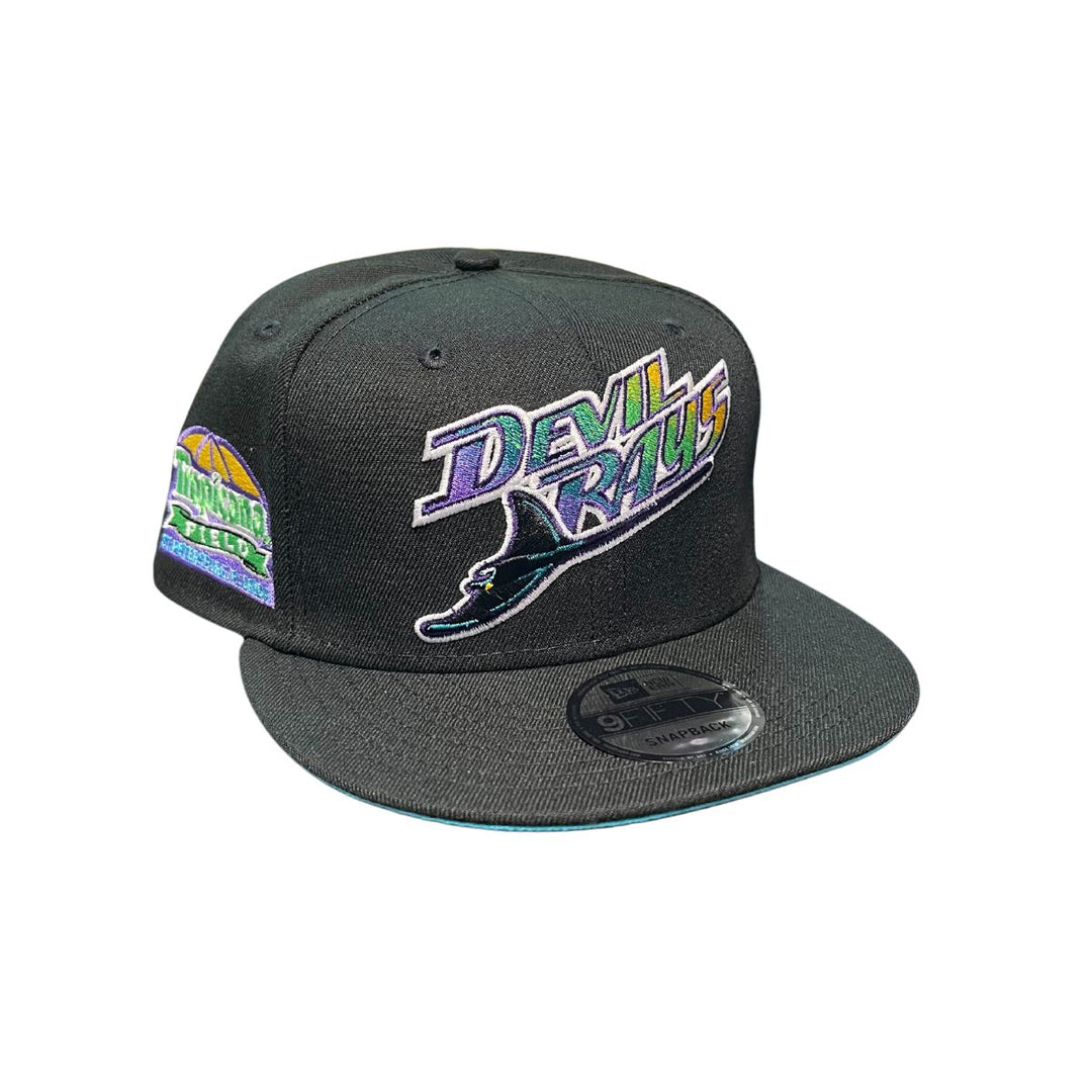 Rays New Era Black Devil Rays Tropicana Field Patch 9Fifty Snapback Hat