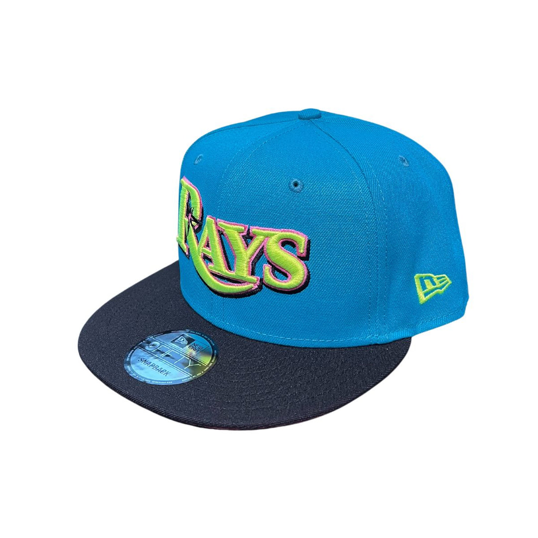 Rays New Era Teal Pink Wordmark 9Fifty Snapback Hat