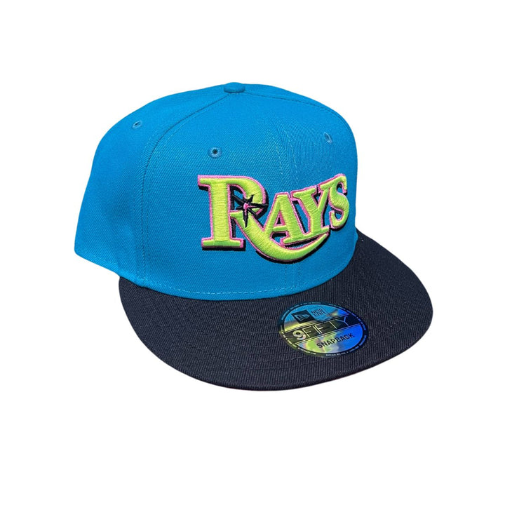 Rays New Era Teal Pink Wordmark 9Fifty Snapback Hat