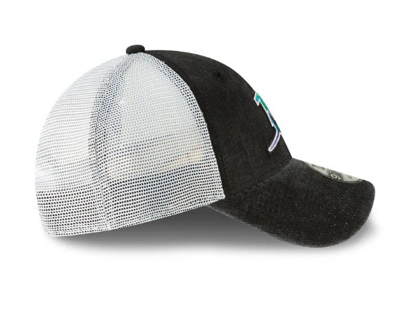 Rays New Era Black White TB Coop 9Forty Snapback Trucker Hat