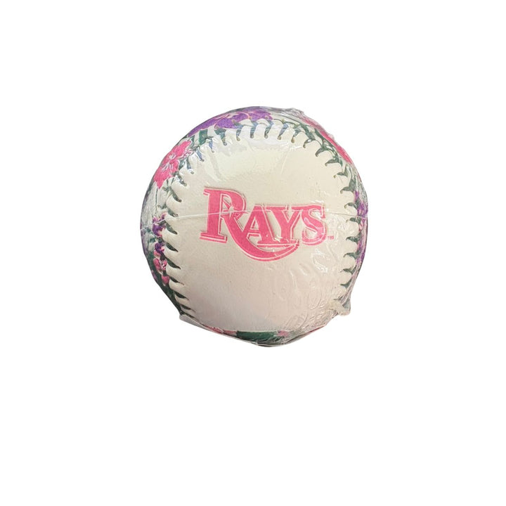 Rays White and Pink Aloha Hibiscus Rawlings Baseball
