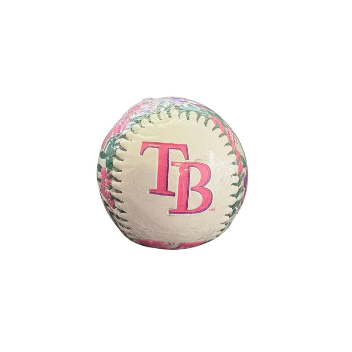 Rays White and Pink Aloha Hibiscus Rawlings Baseball