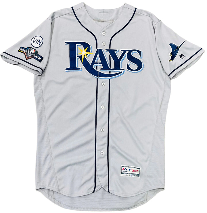 Rays Nick Anderson Team Issued Authentic Autographed Postseason Gray Jersey