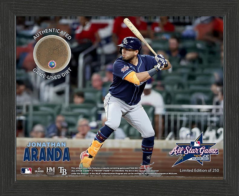 Rays Jonathan Aranda Authentic All Star Game-Used Field Dirt 9x11 Display