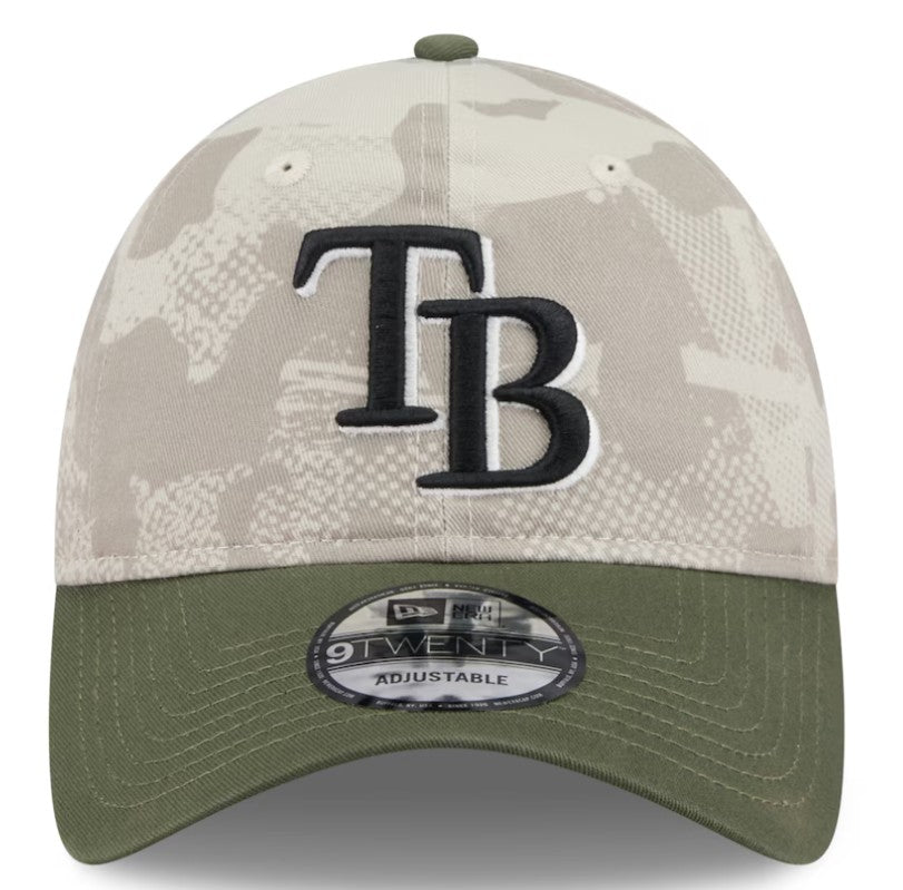 Rays New Era Beige/Olive 2025 Armed Forces Day 9Twenty Adjustable Hat