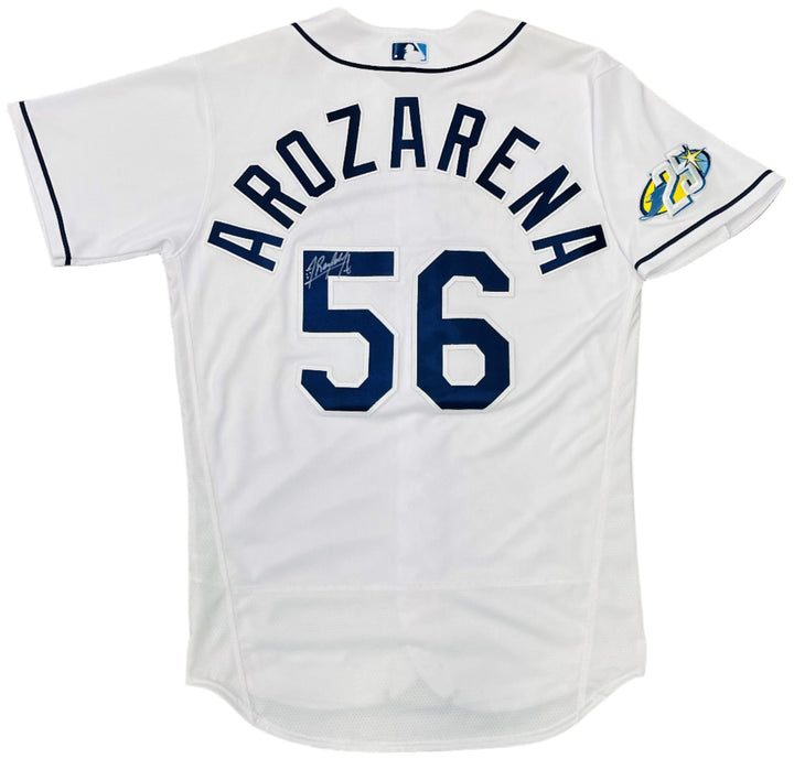 Rays Randy Arozarena Team Issued Authentic Autographed 25th Anniversary White Jersey