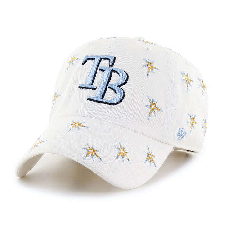 Rays Women's '47 Brand White Blue TB Confetti Burst Clean Up Adjustable Hat