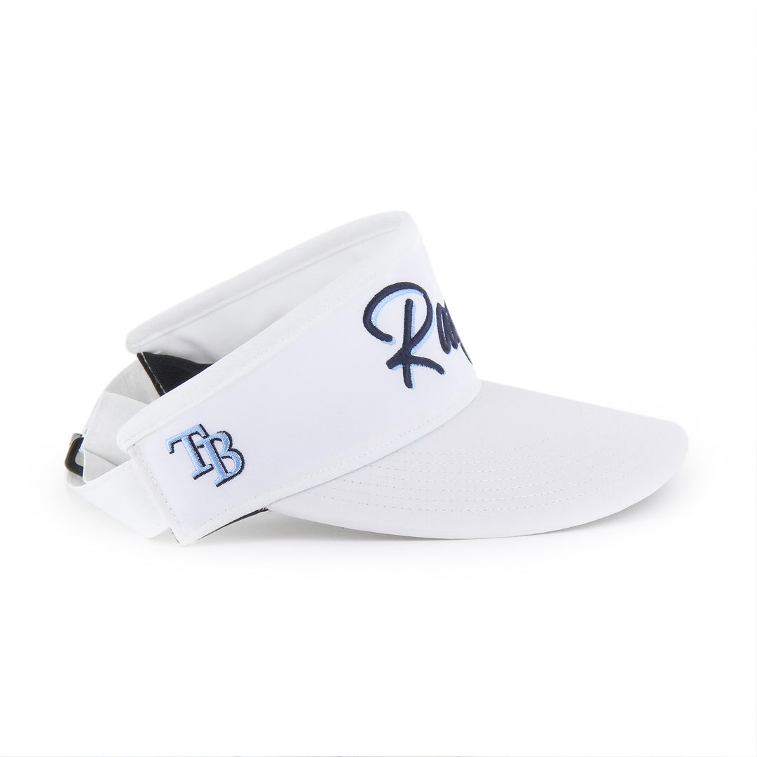 Rays '47 Brand White Script TB BRRR Visor