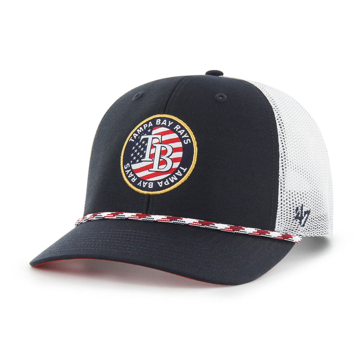 Rays '47 Brand Navy White & Red Union Patch TB Trucker Snapback Hat