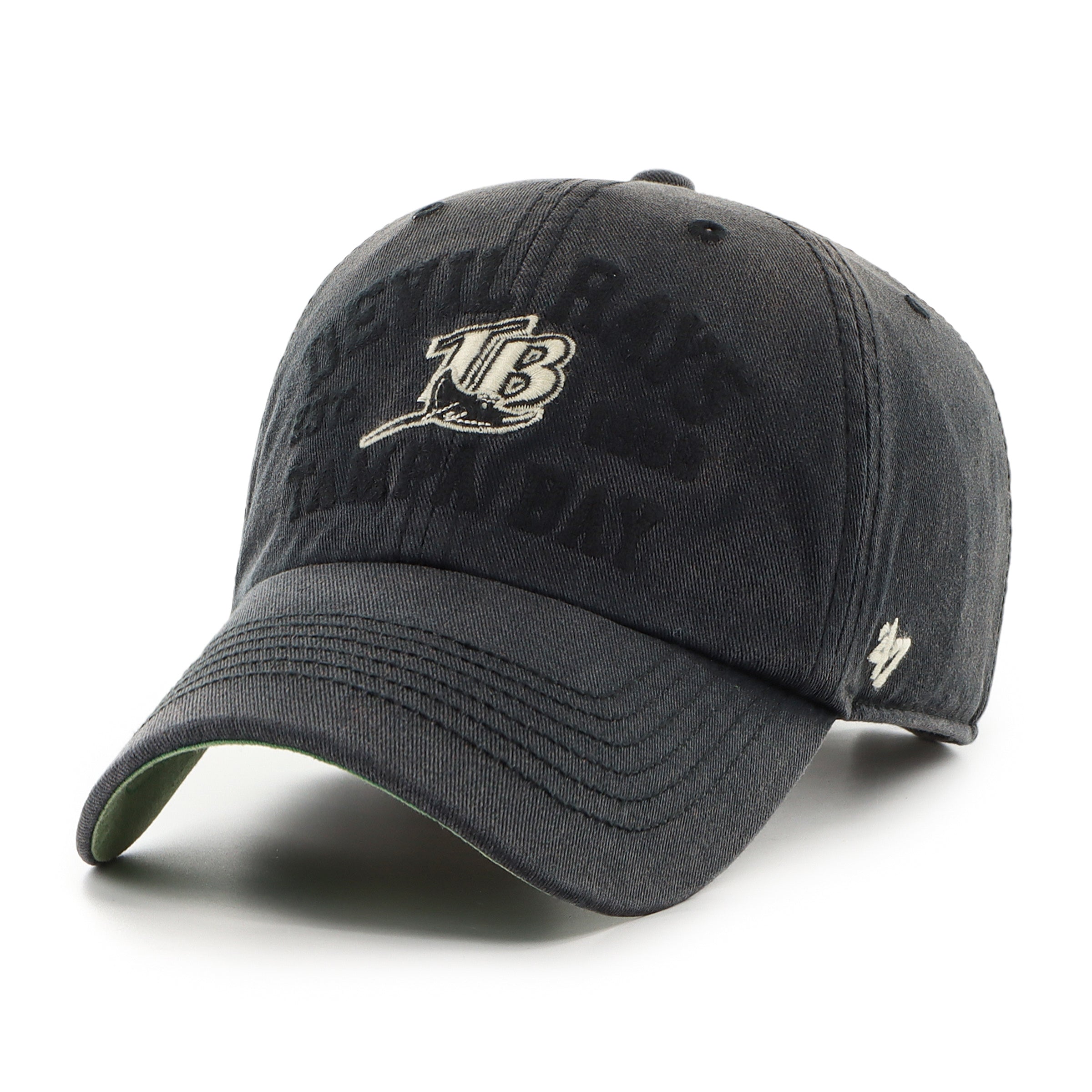 Rays '47 Brand Black Distressed Devil Rays Coop Clean Up Adjustable Ha ...