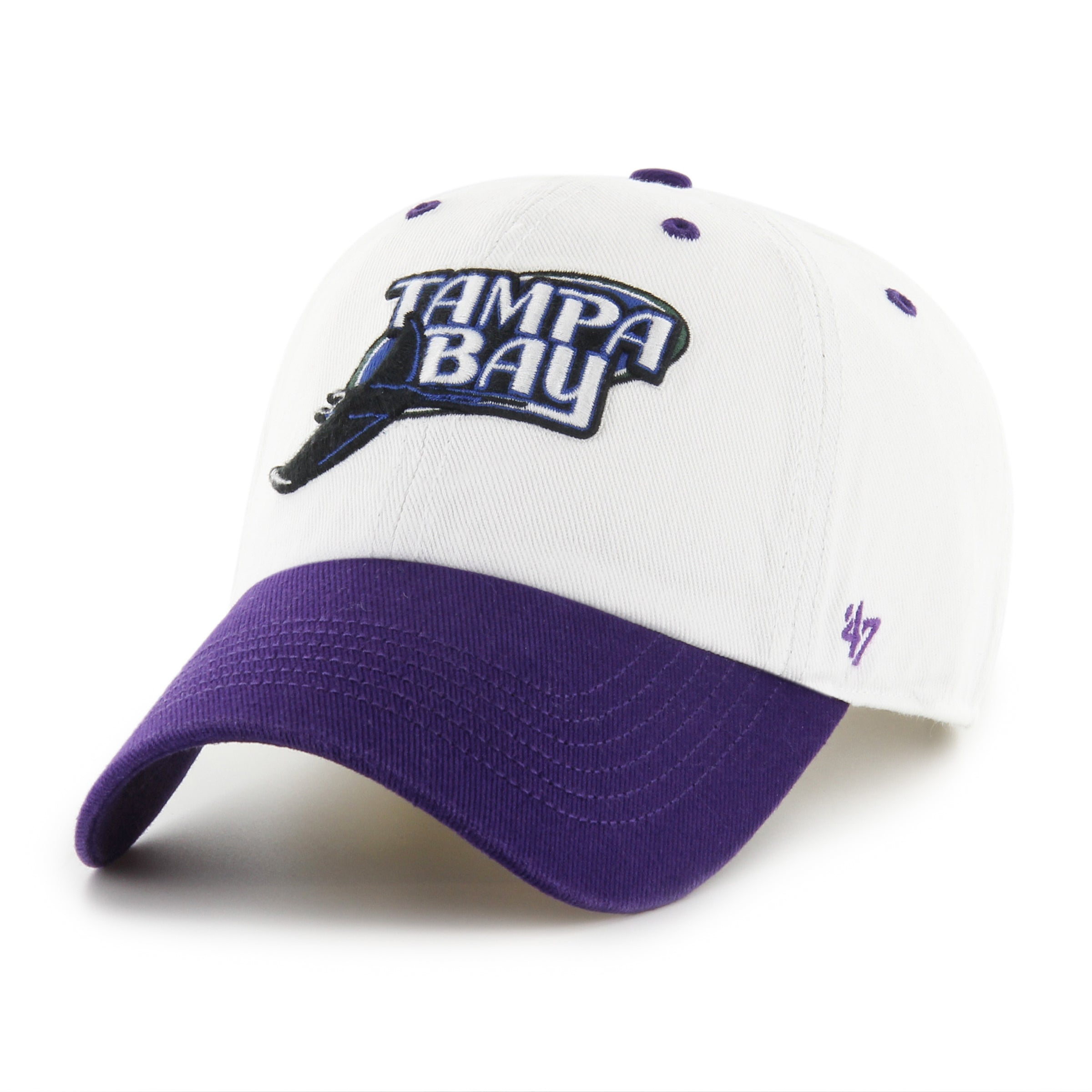 Rays '47 Brand White Purple Throwback 2005 Devil Rays Clean Up Adjusta ...