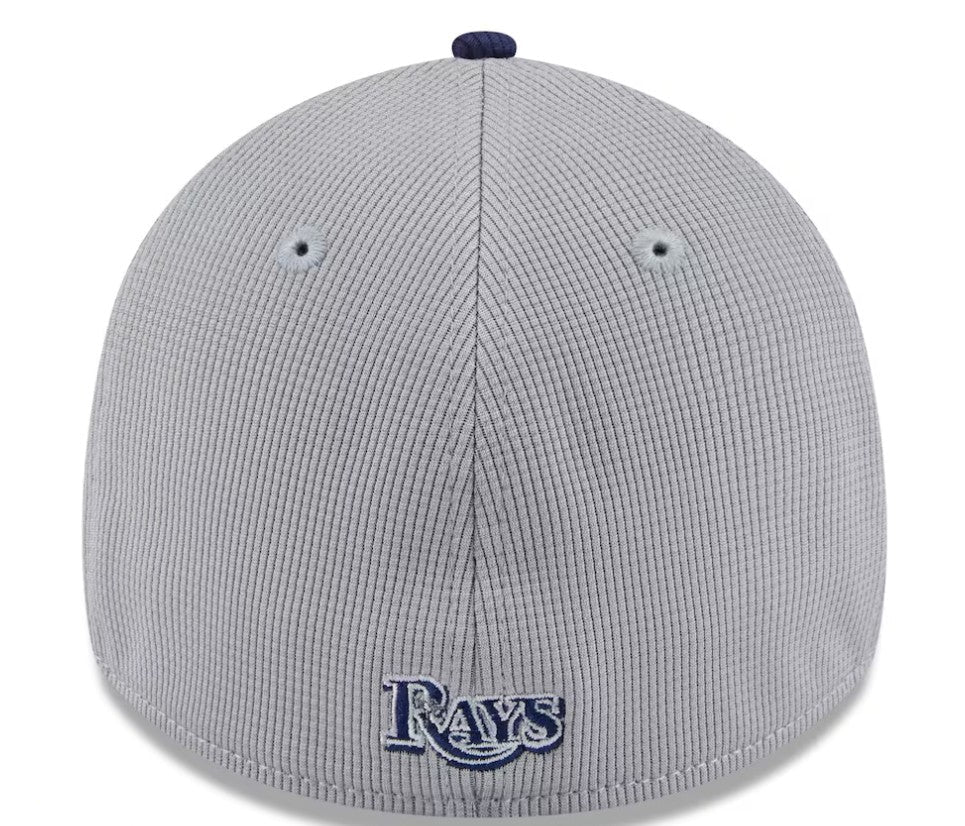 Rays New Era 2025 Grey Navy Batting Practice 39Thirty Flex Fit Hat