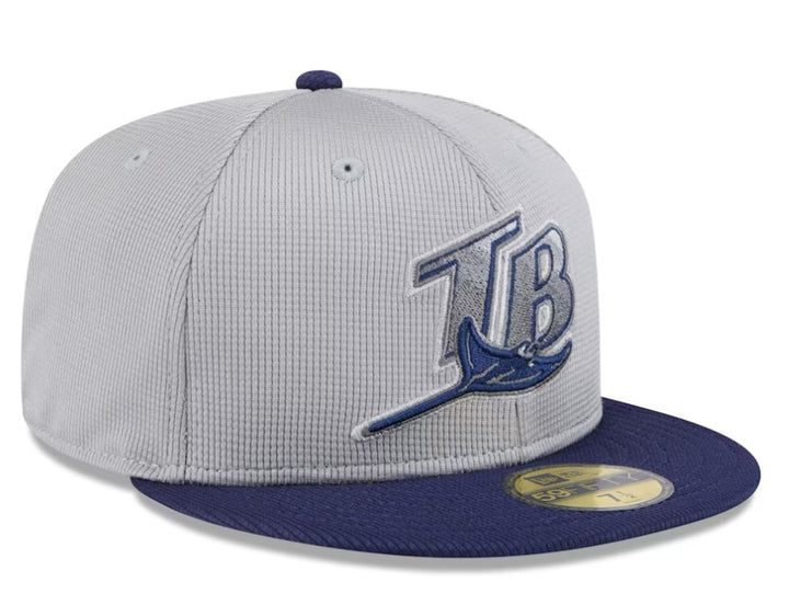 Rays New Era Grey Navy 2025 Batting Practice 59Fifty Fitted Hat