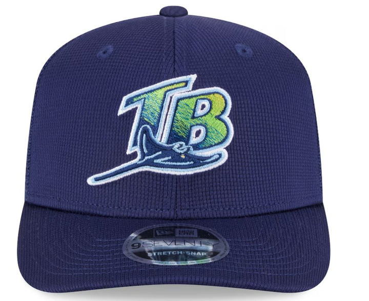 Rays New Era Navy Batting Practice 9Seventy Trucker Stretch-Snap Hat