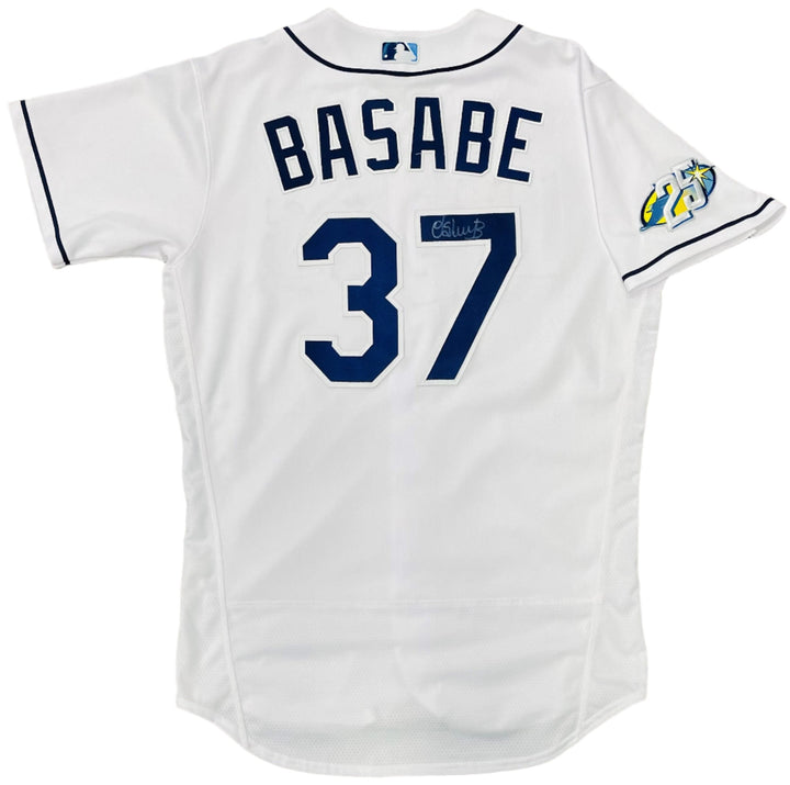 Rays Osleivis Basabe Team Issued Authentic Autographed 25th Anniversary White Jersey