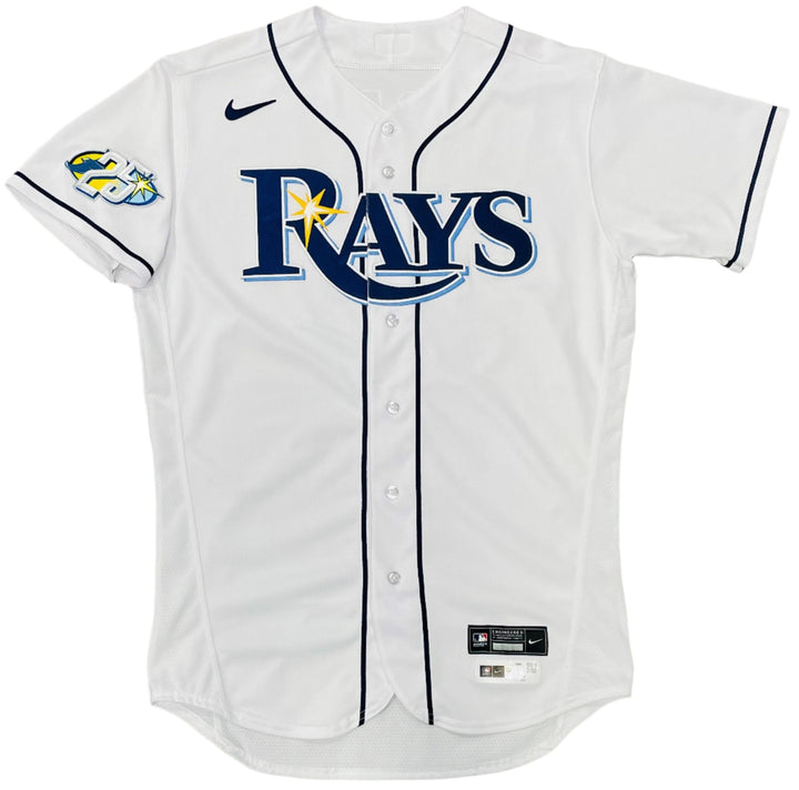 Rays Osleivis Basabe Team Issued Authentic Autographed 25th Anniversary White Jersey