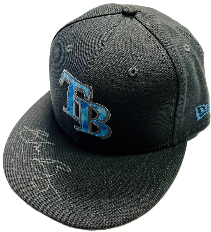 Rays Shane Baz Game Used Authentic Autographed Father's Day Hat