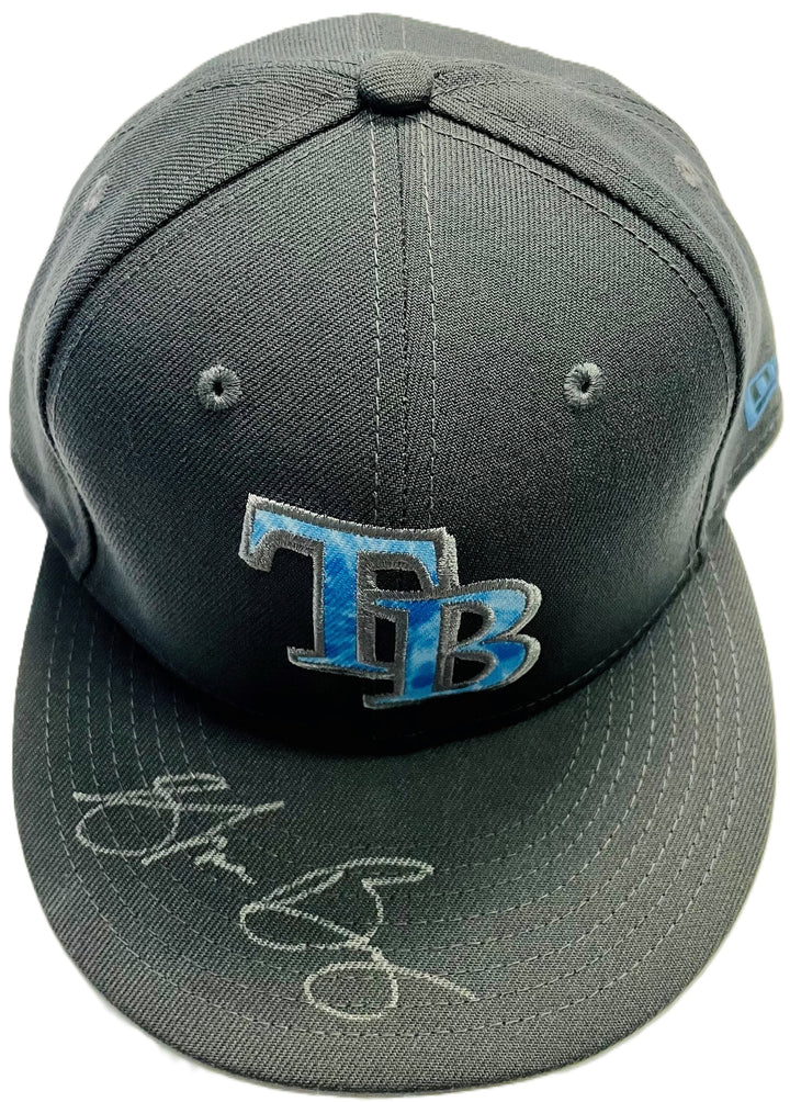 Rays Shane Baz Game Used Authentic Autographed Father's Day Hat