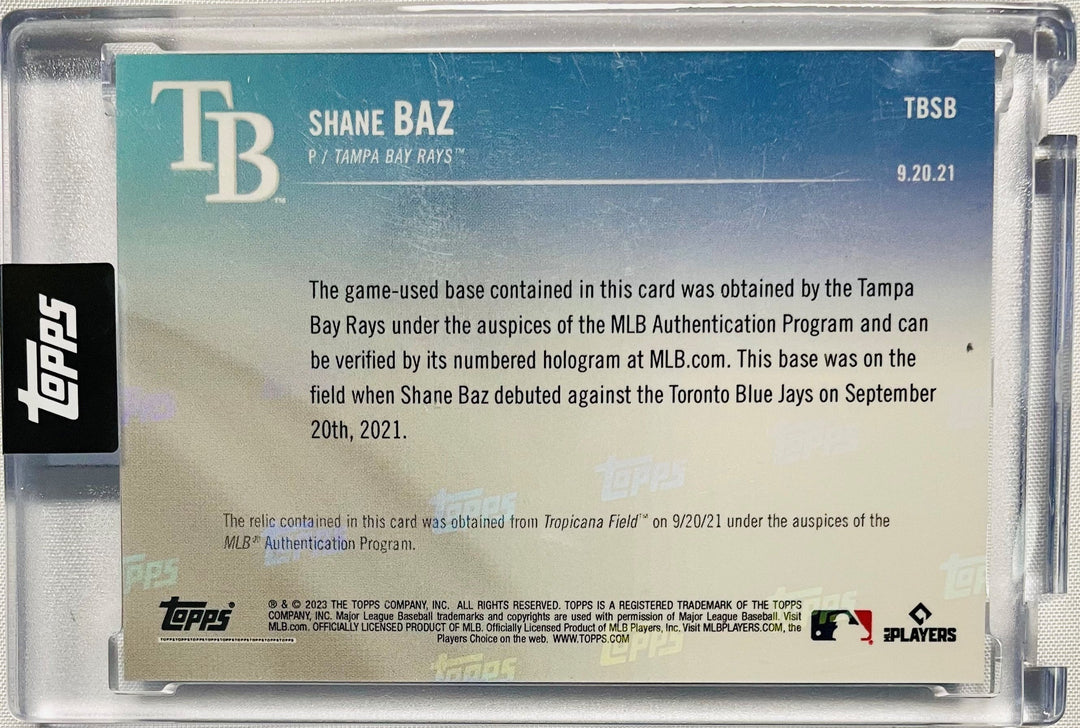 Rays Shane Baz Topps Baseball Relic Card