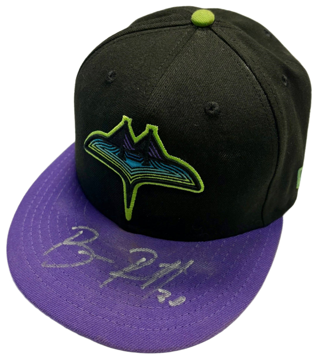 Rays Team Issued Ben Rortvedt Authentic Autographed City Connect Hat