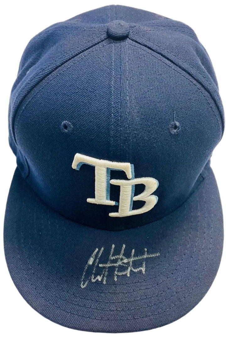 Rays Christian Bethancourt Team Issued Authentic Autographed TB Hat