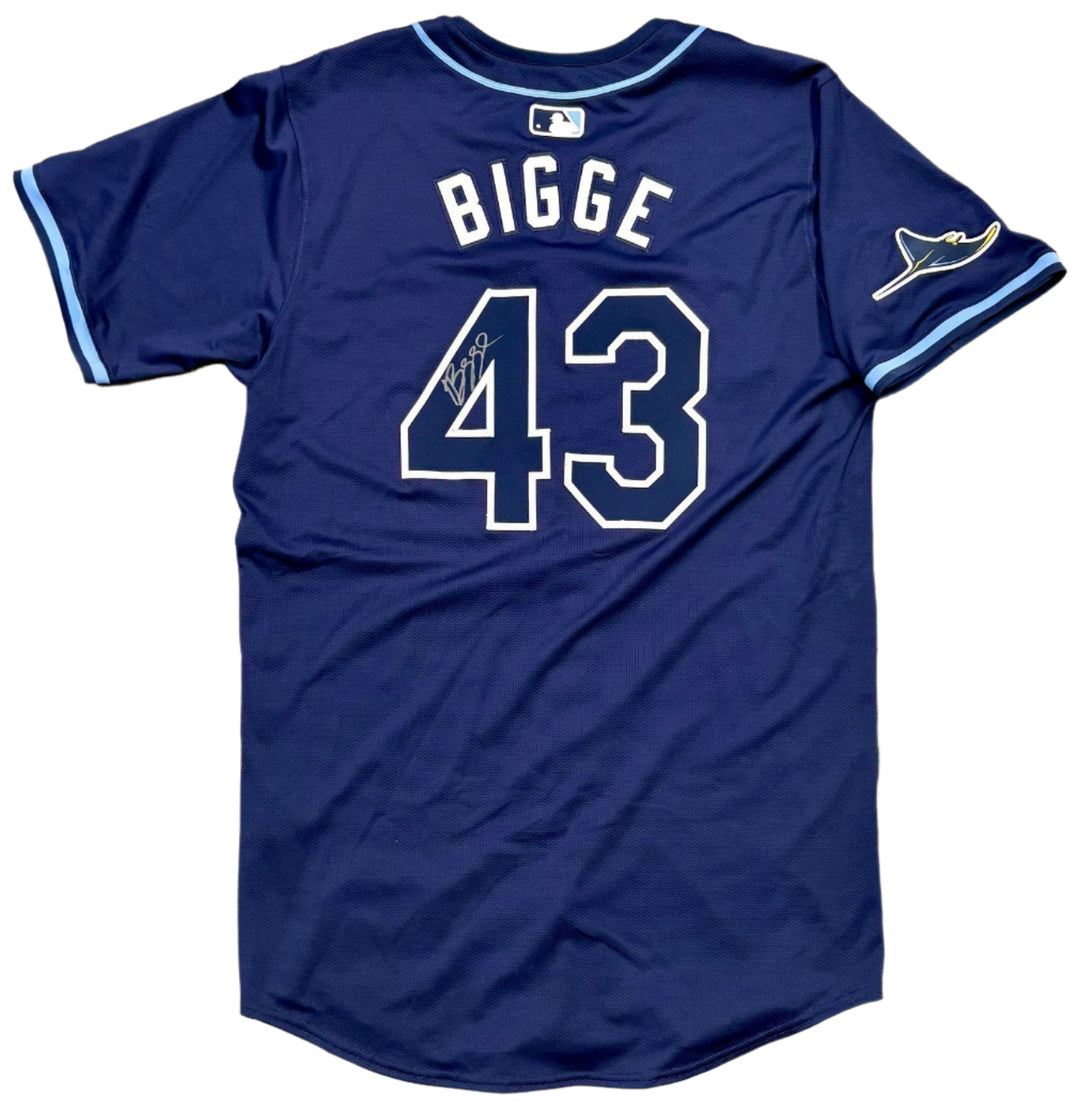 Rays Hunter Bigge Team Issued Authentic Autographed Navy Jersey