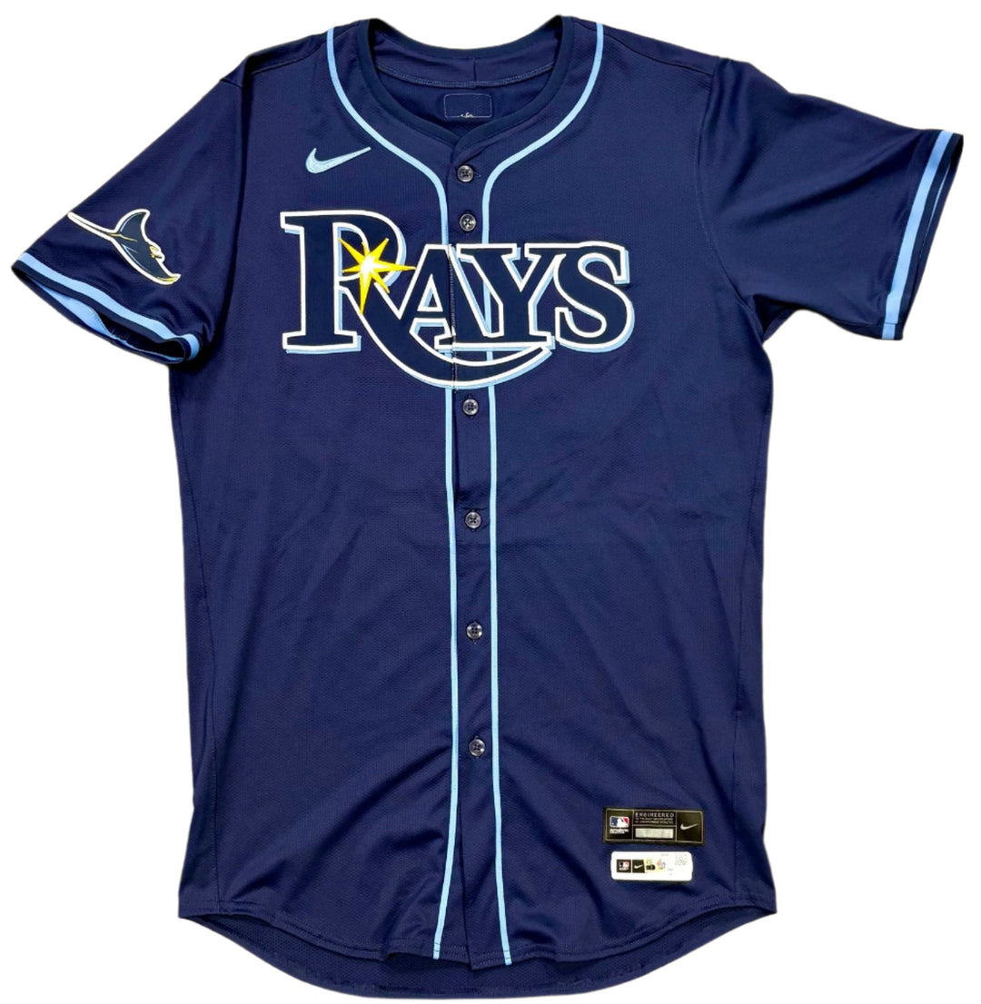 Rays Hunter Bigge Team Issued Authentic Autographed Navy Jersey