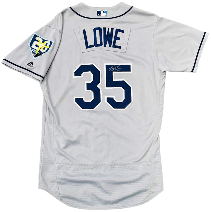 Rays Brandon Lowe Team Issued Authentic Autographed 20th Anniversary Gray Jersey