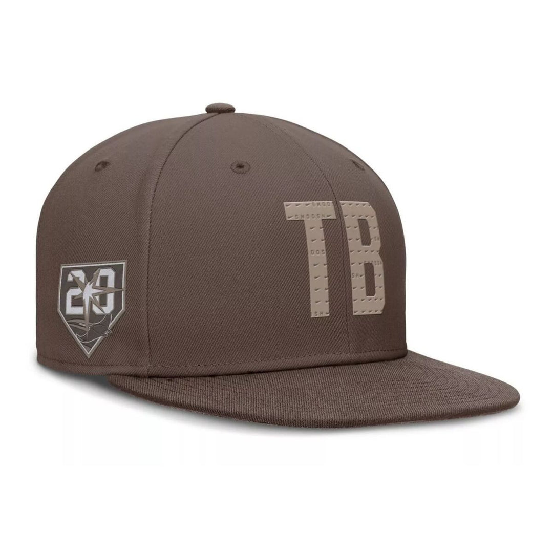 Rays Nike Brown Tan TB True Statement 20th Anniversary Performance Fitted Hat