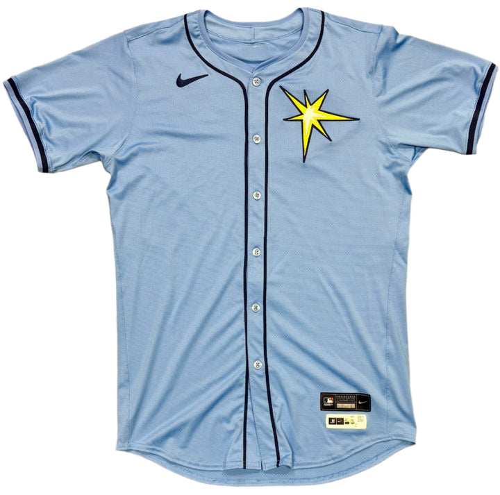 Rays Junior Caminero Team Issued Authentic Autographed Burst Jersey