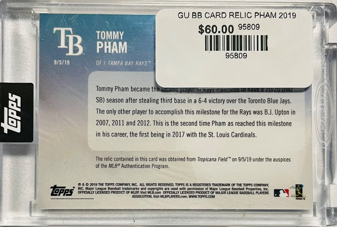 Rays Tommy Pham Topps Baseball Relic Card (08/90)