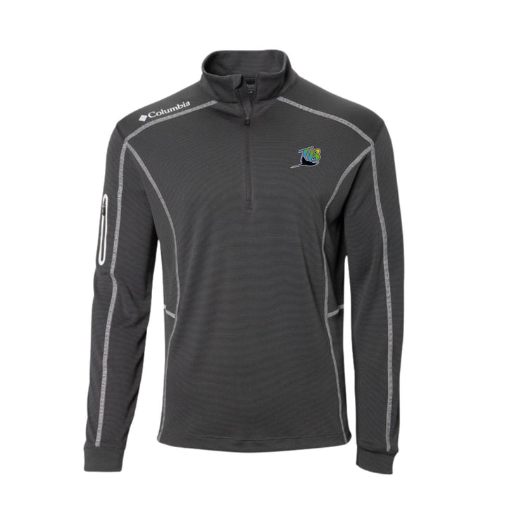 Rays Men's Columbia Omni-Wick Shotgun Coop Gray 1/4 Zip Pullover.