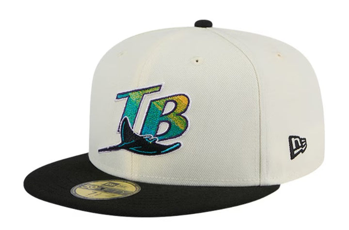 Rays New Era Cream Coop Chrome Black 59Fifty Fitted Hat