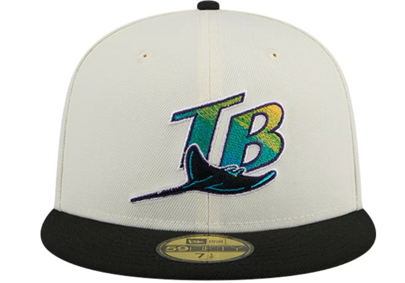 Rays New Era Cream Coop Chrome Black 59Fifty Fitted Hat