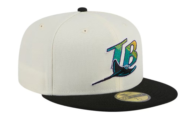Rays New Era Cream Coop Chrome Black 59Fifty Fitted Hat