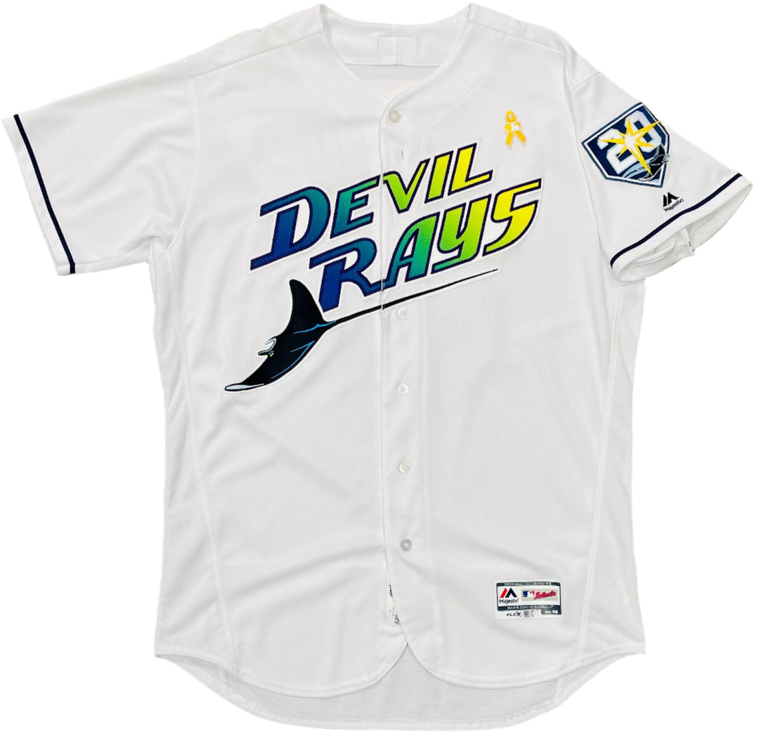 Rays Jose De Leon Team Issued Authentic 20th Anniversary Devil Rays Jersey