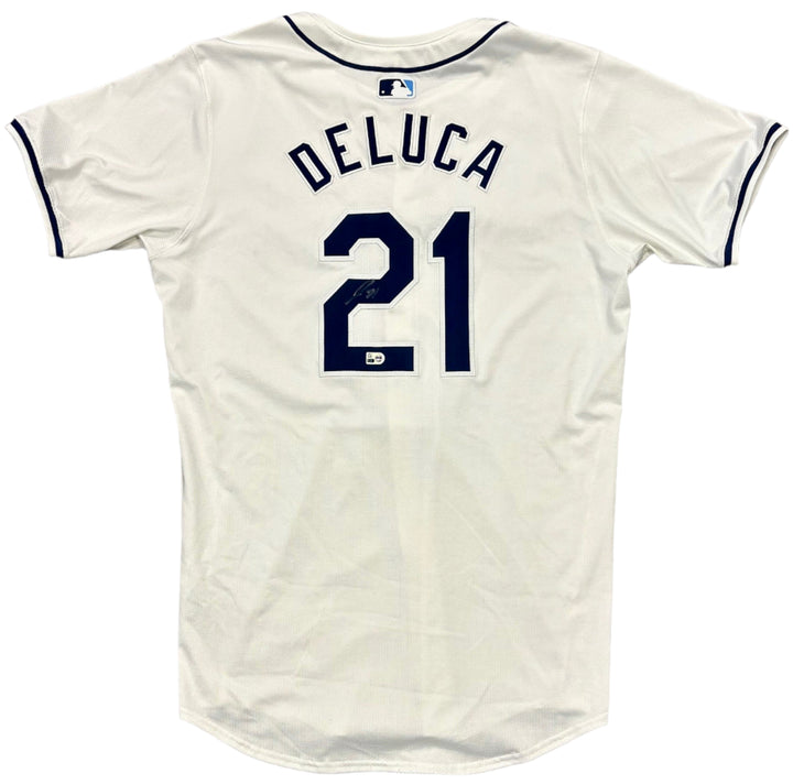 Rays Jonny Deluca Authentic Autographed White Jersey