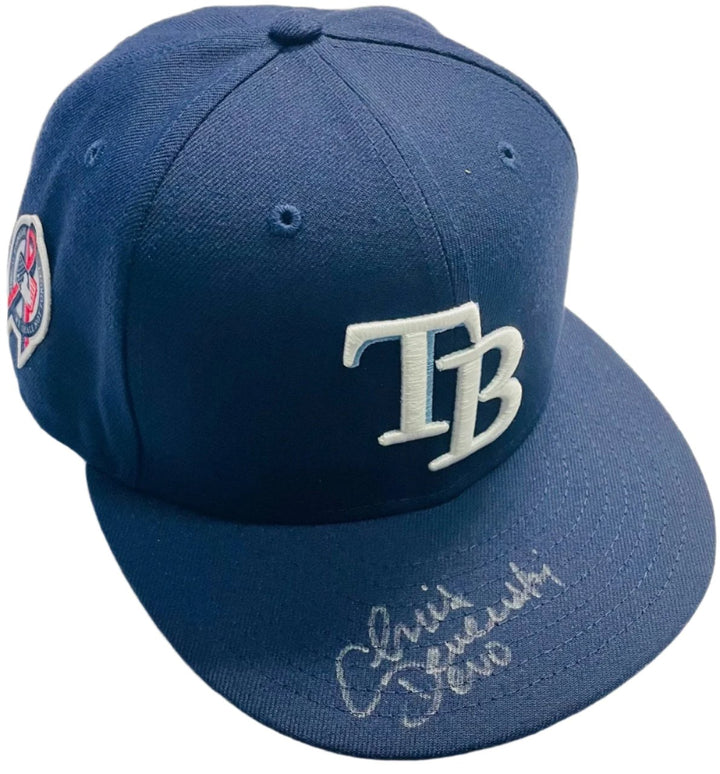 Rays Chris Devenski Game Used Authentic Autographed 9-11 Remembrance Patch Hat