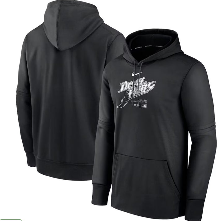 Rays Men's Nike Black Devil Rays Tampa Bay Authentic Collection Therma Hoodie