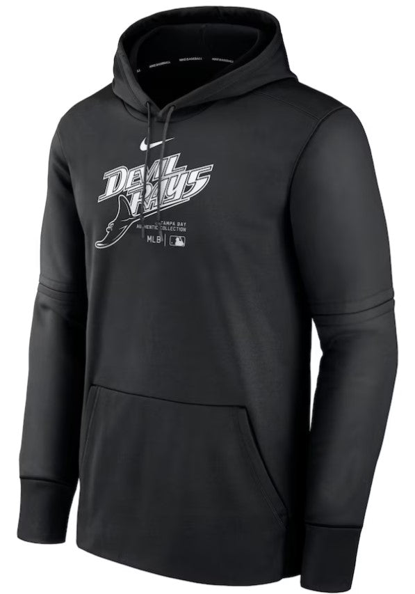 Rays Men's Nike Devil Rays Black Authentic Collection Practice Performance Therma Hoodie