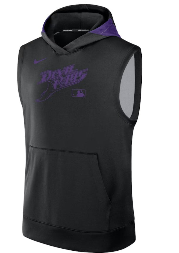 Rays Men's Nike 2025 Black Purple Devil Rays Authentic Collection Sleeveless Hoodie