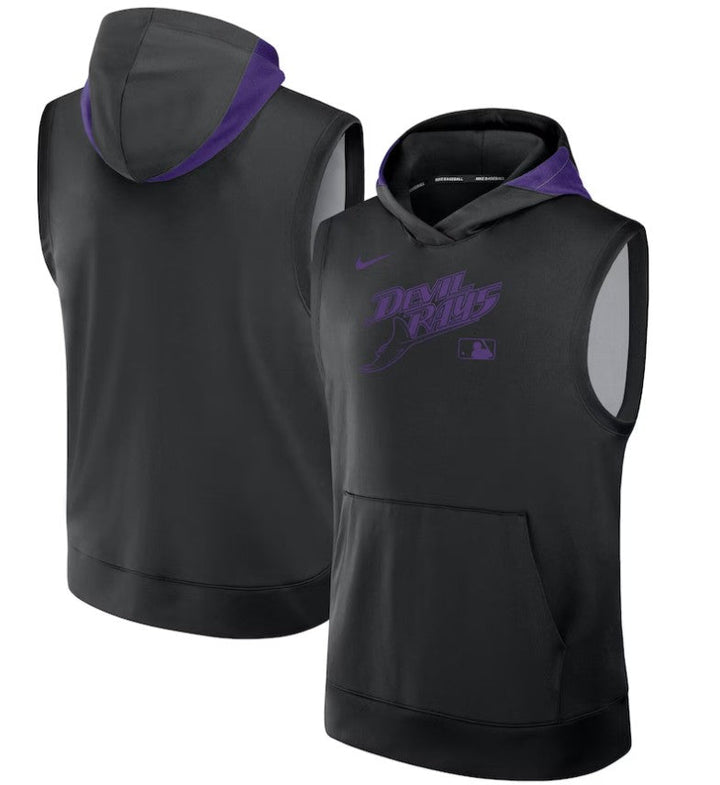 Rays Men's Nike 2025 Black Purple Devil Rays Authentic Collection Sleeveless Hoodie