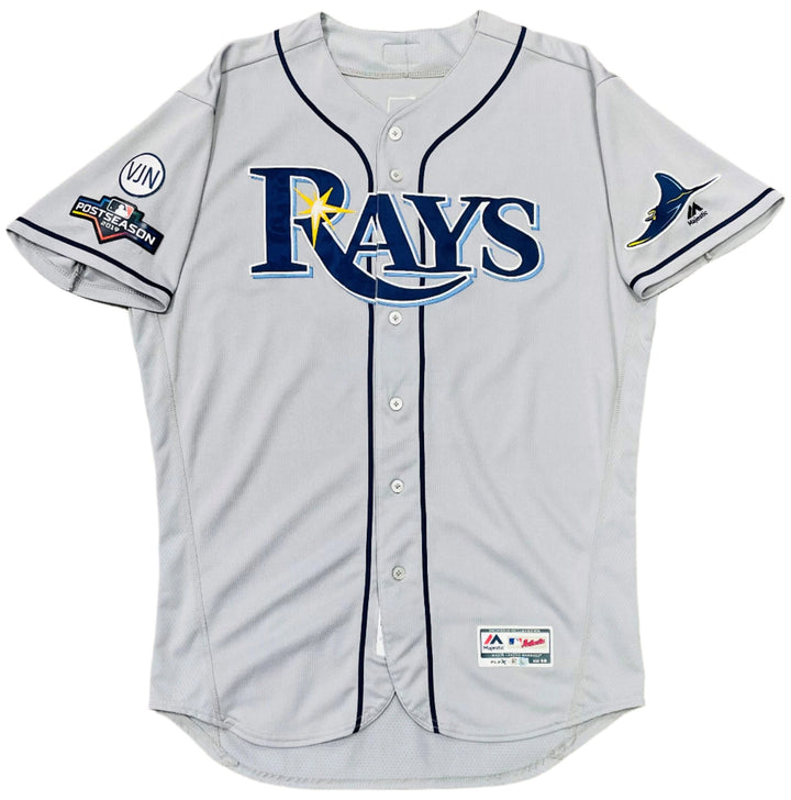 Rays Oliver Drake Team Issued Authentic Autographed Postseason Gray Jersey