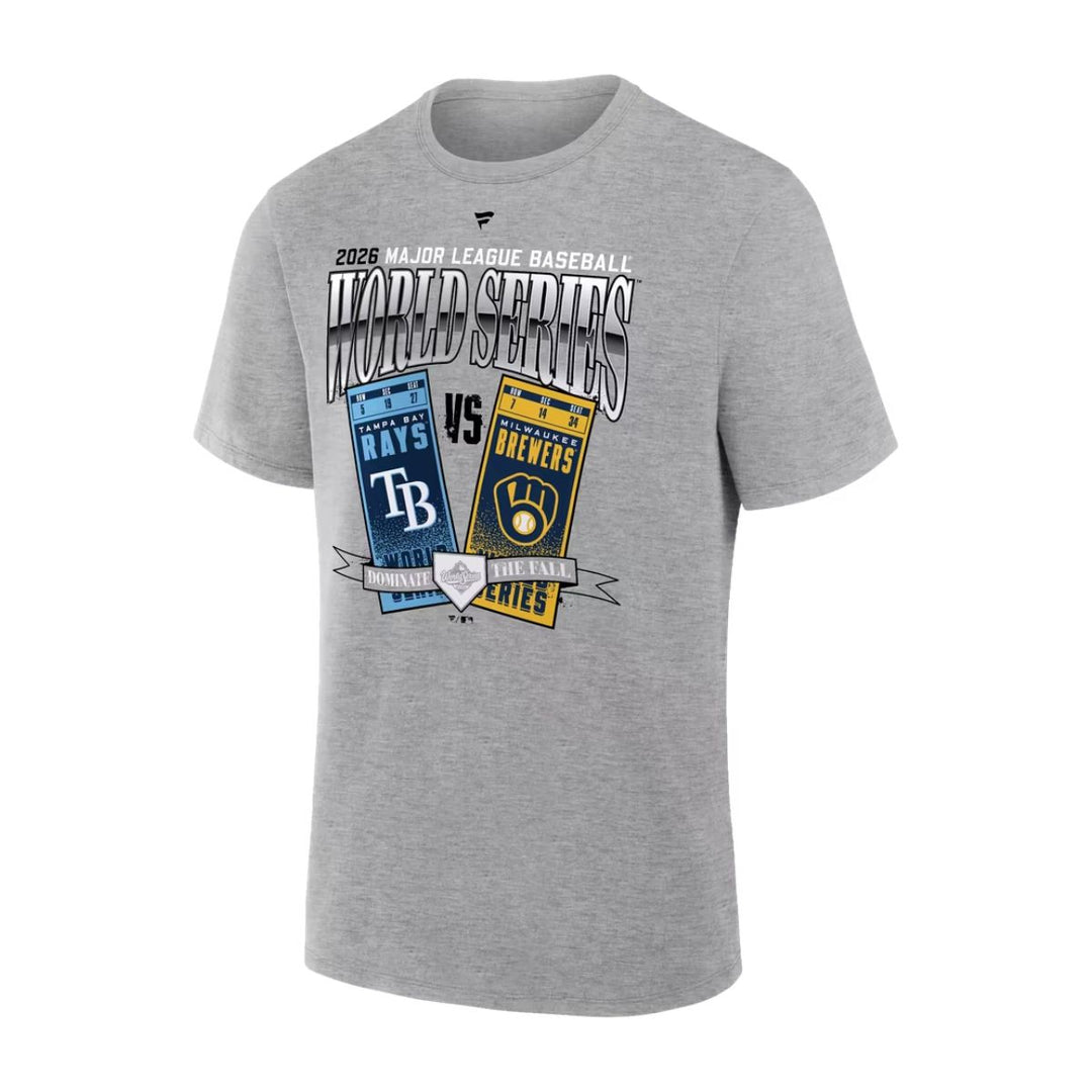 Rays Fanatics Grey 2026 World Series Rays Vs Brewers Matchup T-Shirt