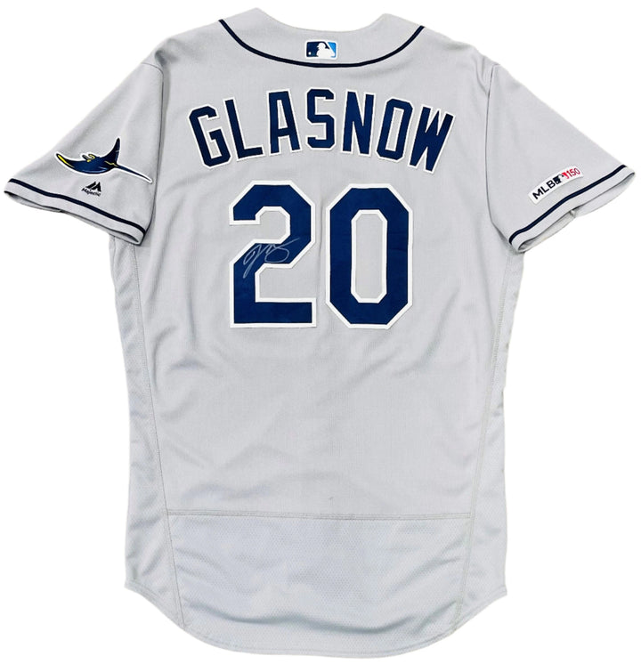 Rays Tyler Glasnow Team Issued Authentic Autographed Gray Jersey