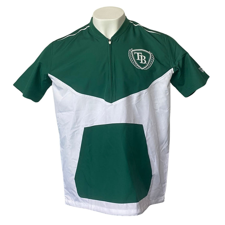 Rays Men's New Era Green and White Fairway Golf Short Sleeve 1/4 Zip Jacket