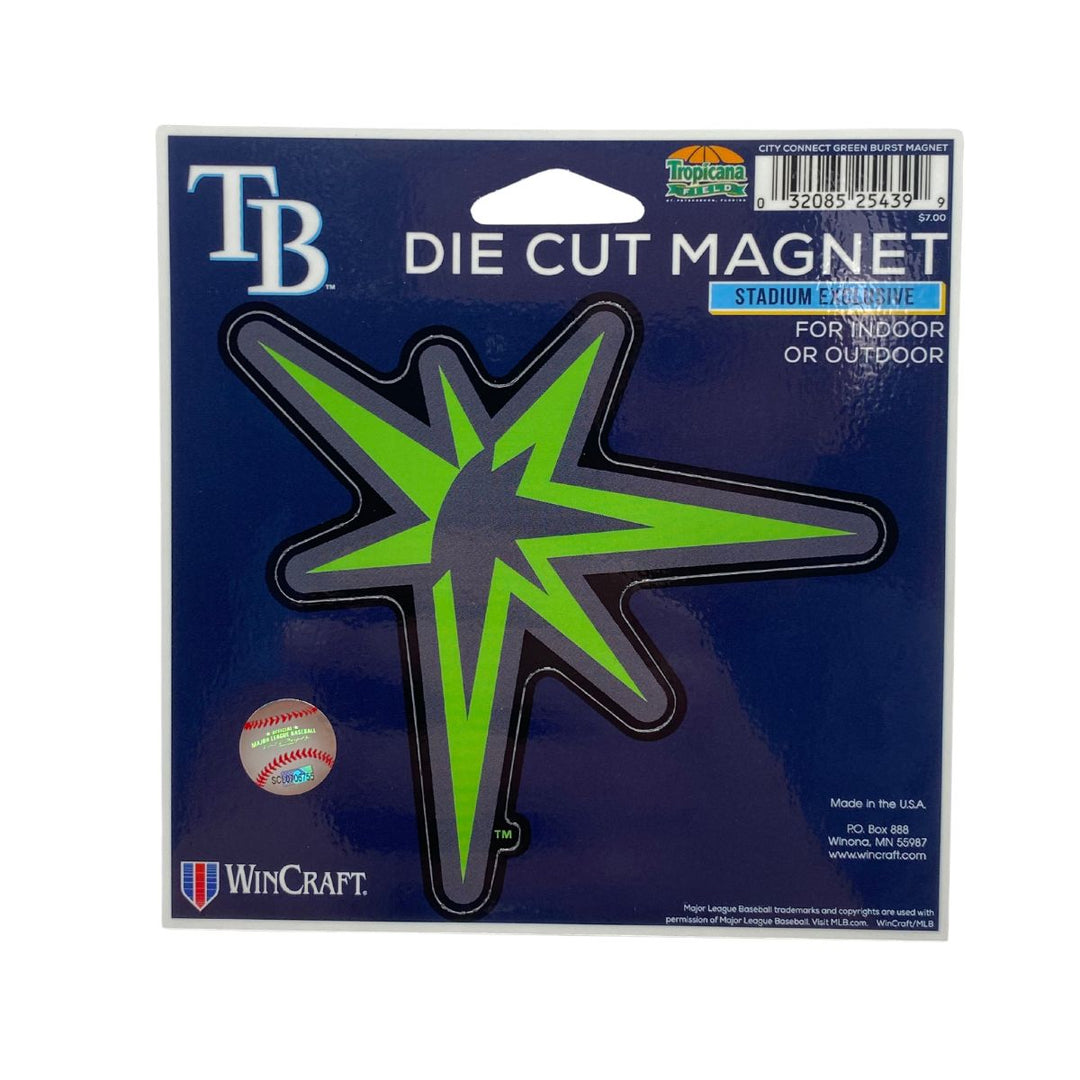 Rays City Connect Die Cut Green Burst Logo 5x5 Magnet