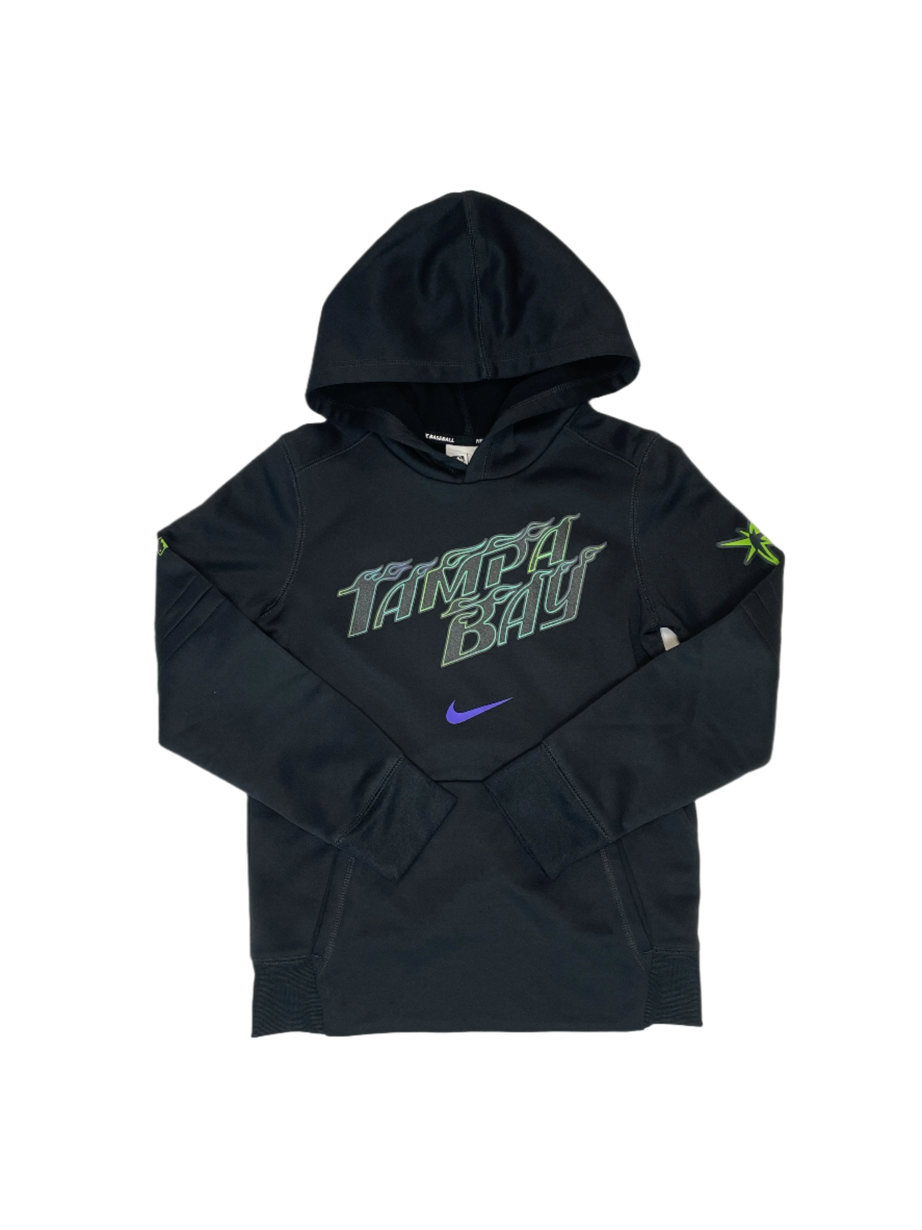 Tampa Bay Rays newest Nike Authentic Collection Hoodie Mens Large Black Grey Pullover