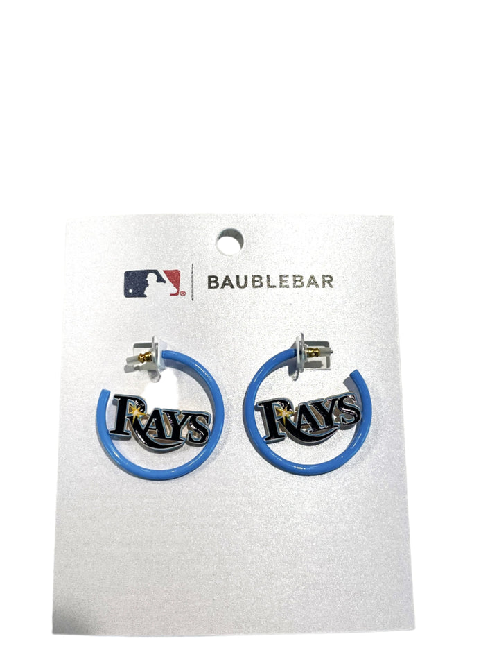 Rays Baublebar Blue Wordmark Hoop Earrings