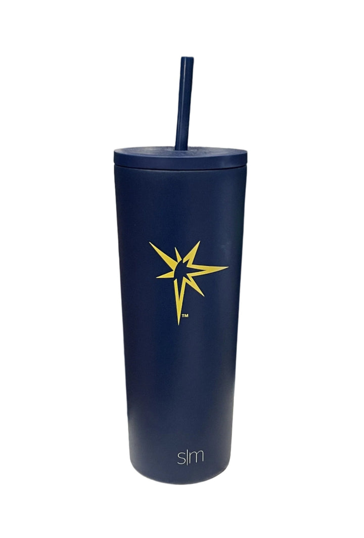 Rays Simple Modern Navy Burst Logo 24 OZ Classic Tumbler with Straw Lid and Flip Lid